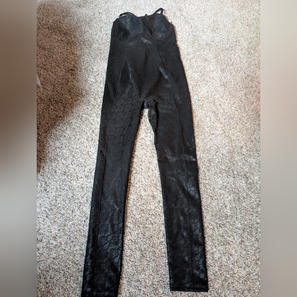 Pleather Lace Pattern Catsuit